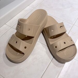 CROCS Iconic Tan Cut-out Slide Sandals